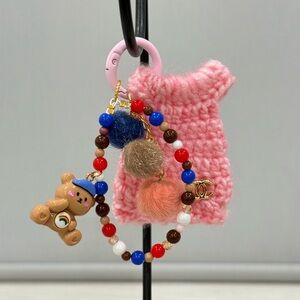 Crochet Dress Keychain Pink with bear&bear